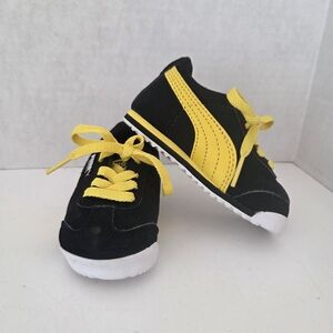 Puma Roma Kids Black and Yellow Low-Top Sneakers